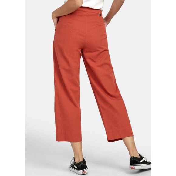 $62 RVCA Women’s Grade Relaxed Crop Leg Trouser Straight Pants Hot Coral Size 26 - Picture 2 of 6